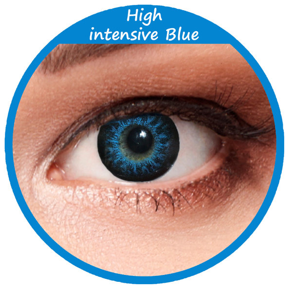 Blaue farbige Kontaktlinsen mit Stärke bis -2,50 Model: High intensive Blue