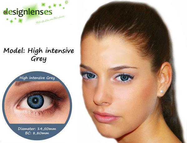 Graue farbige Kontaktlinsen mit Stärke bis -7,50 Model: High intensive Grey